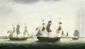 H.m.s. Melampus With The Frigates Diamond, Hebe, Niger And Siren Off Jersey, 9th May 1795