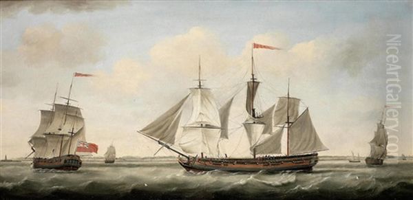 The London Merchantman Adamant In Three Positions Off The Coast, Probably The Thames Estuary - view 1