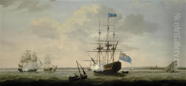 The East Indiaman Royal George Firing A Salute - view 1
