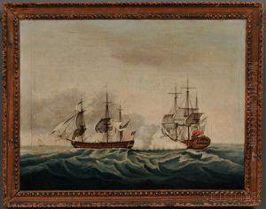 East India Company's Ship Bridgewater Successfully Defending Her Cargo From Attack By The American Privateer Hampden On Her Way From St. Helena To England, March 8