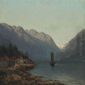 Norwegian Mountain Scape With Lake by Philip Barlag