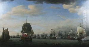 The Action Between The Fleets Of Rear-admiral Sir Samiel Hood And The French Comte De Grass In Frigate Bay, Off Basseterr, St.kitts