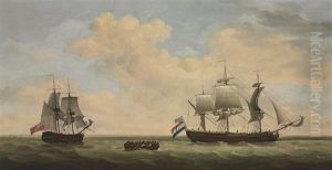A Royal Navy 14-gun Brig Accepting The Surrender Of A Dutch East Indiaman