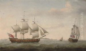 The Merchantman "augustus Caesar" In Two Positions In The Channel Off Dover