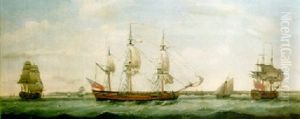 The Merchant Ship "london" In The Three Positions Off Deal