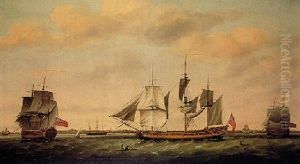 The East Indiaman Nottingham In Three Positions Off Fort St. George, Madras