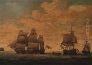 'hyaena' Capturing Three Dutch West Indiamen Off The Island Of St. Eustatius by Francis Holman