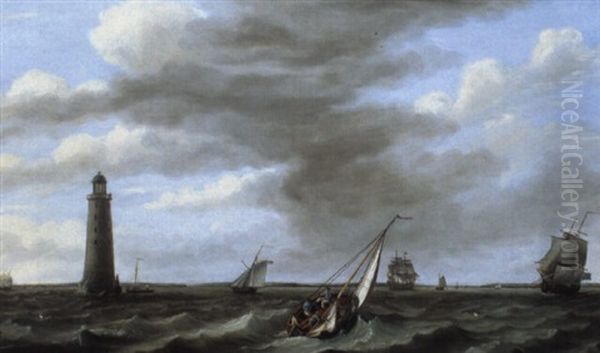 Shipping Off The Eddystone Lighthouse - view 1