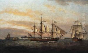 The Ann Black In Two Positions Off Dover by Francis Holman