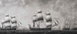 The John And Mary And The Three Sisters Off The Coast At Dover by Francis Holman
