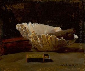 Stilleben Mit Muschel, Zigarren Und Streichholzschachtel by August Johann Holmberg