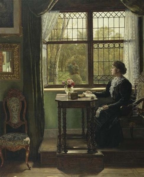 Interieur Mit Junger Frau Am Fenster - view 1