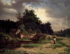 Landskap Med Bro by Gustaf-Werner Holmberg