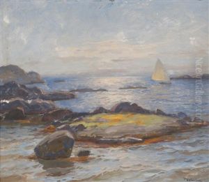 Kystlandskap Med Bat by Thorolf Holmboe