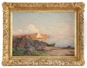 Aftensol Ved Kysten by Thorolf Holmboe