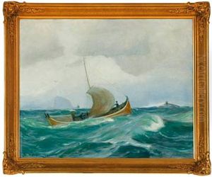 A Fishing Vessel On Open Sea by Thorolf Holmboe