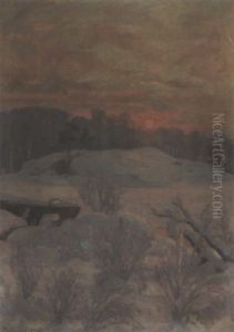Vinterlandskap Aftenstemning by Thorolf Holmboe