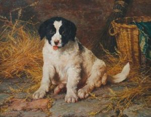 Spaniel Puppy In A Barn by George Augustus Holmes