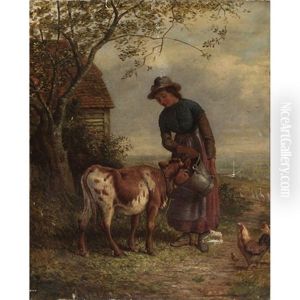 Feeding The Calf by George Augustus Holmes