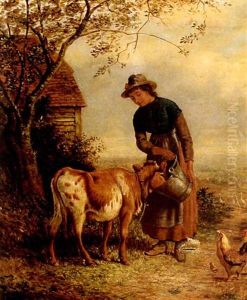 Feeding The Calf by George Augustus Holmes