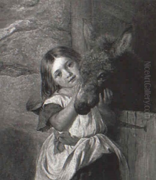 Young Girl Petting A Colt - view 1