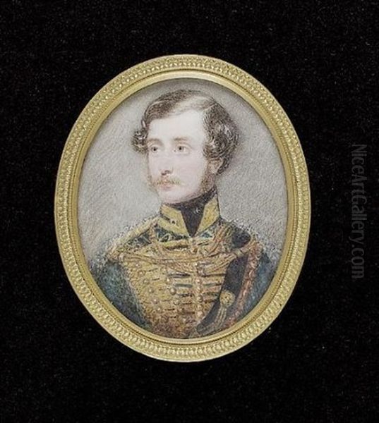Charles Perceval In The Uniform Of The Austrian Cavalry, Dark Blue Coat With Gold Frogging - view 1