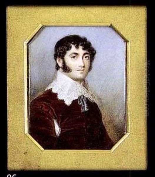 John Braham, Wearing Van Dyck Dress, His Burgundy Velvet Coat, Slashed To Reveal White Shirt, With Lace-trimmed Wide Collar, His Dark Hair Curled - view 1