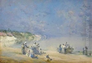A Day At The Beach With A Boat Ashore by William Henry Holmes