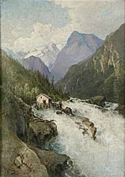 Alplandskap Med Fors - view 1
