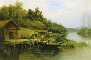Mor Och Barn Vid Brygga