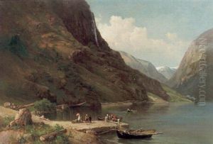Fjordlandskap Med Resande Sallskap by Josephina Holmlund