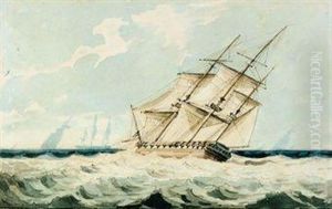 A Frigate Close By The Wind Upon The Lee-board Tack by Charles Anstruther Barlow