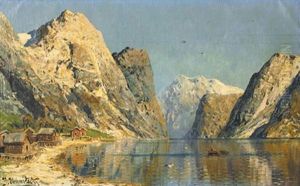 A Sunlit Fjord by Joseph Holmstedt
