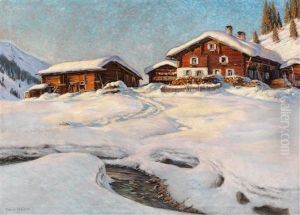 Winter Landscape Near Davos by Franz Holper