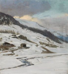 Davos-dorf. Gebirgslandschaft by Franz Holper
