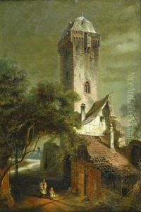 Schlosruine Mit Wehrturm Im Mondenschein (reichartshausen