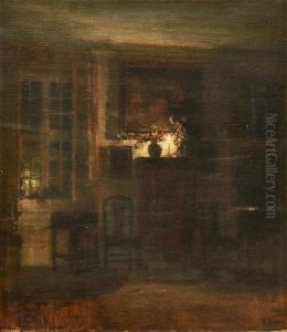 Interior With A Lit Candle by Carl Vilhelm Holsoe