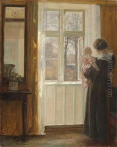 A Mother And Child At A Window by Carl Vilhelm Holsoe