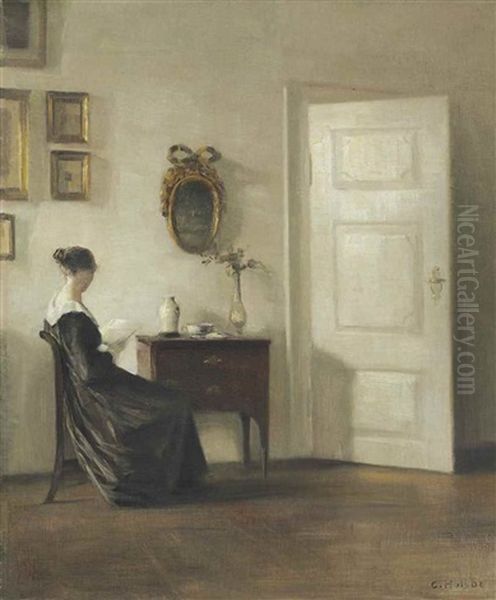 Lady Reading In An Interior - view 1