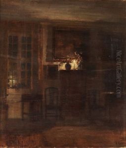 Interior With A Burning Candle by Carl Vilhelm Holsoe