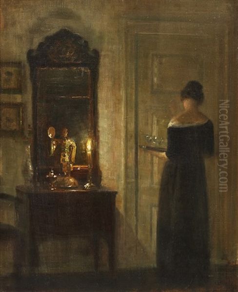 Interior With A Woman In Candlelight - view 1