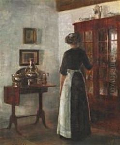 Interior With A Woman In A Dining Room by Carl Vilhelm Holsoe