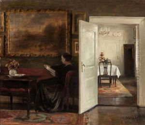 Reading On A Quiet Afternoon by Carl Vilhelm Holsoe