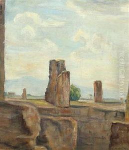 Landscape With Ruins, Presumably From Italy by Carl Vilhelm Holsoe