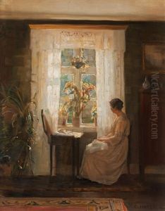 Interior With Woman by Carl Vilhelm Holsoe