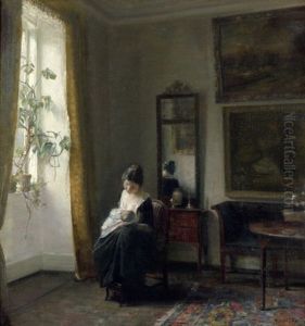 Interieur Mit Mutter Und Stillendem Kind by Carl Vilhelm Holsoe