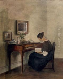 La Lecture Devant Le Pianoforte by Carl Vilhelm Holsoe