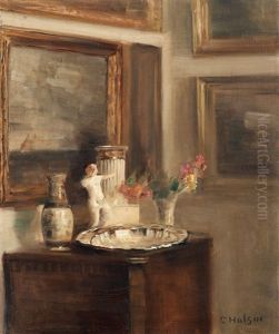 Interior Med Silverbricka by Carl Vilhelm Holsoe