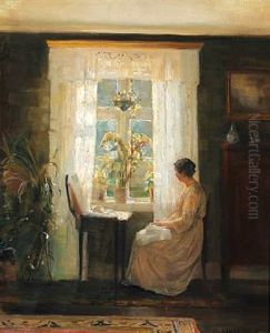 Interior With The Artist's Wife In A Light Dress Near The Window