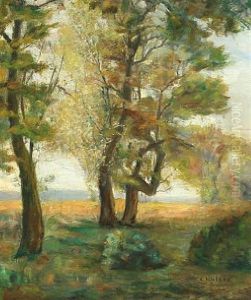 Landscape With Tall Trees By A Glade